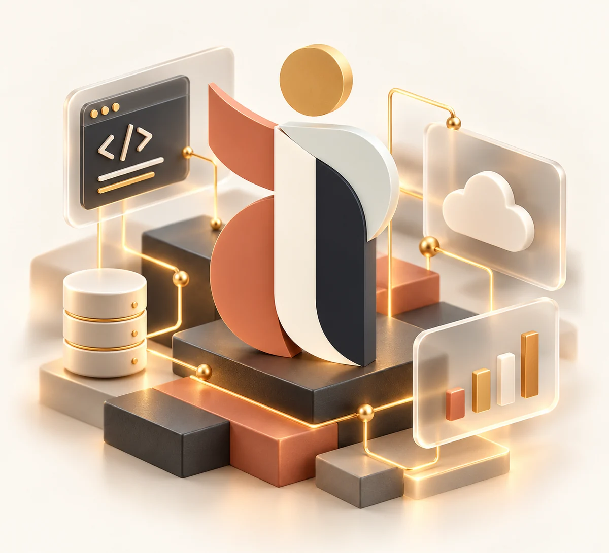 The ITONION mark at the centre of software, cloud and data elements